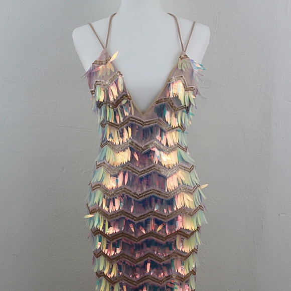 Chevron Sequined Party Dresss - Picture 1 of 7